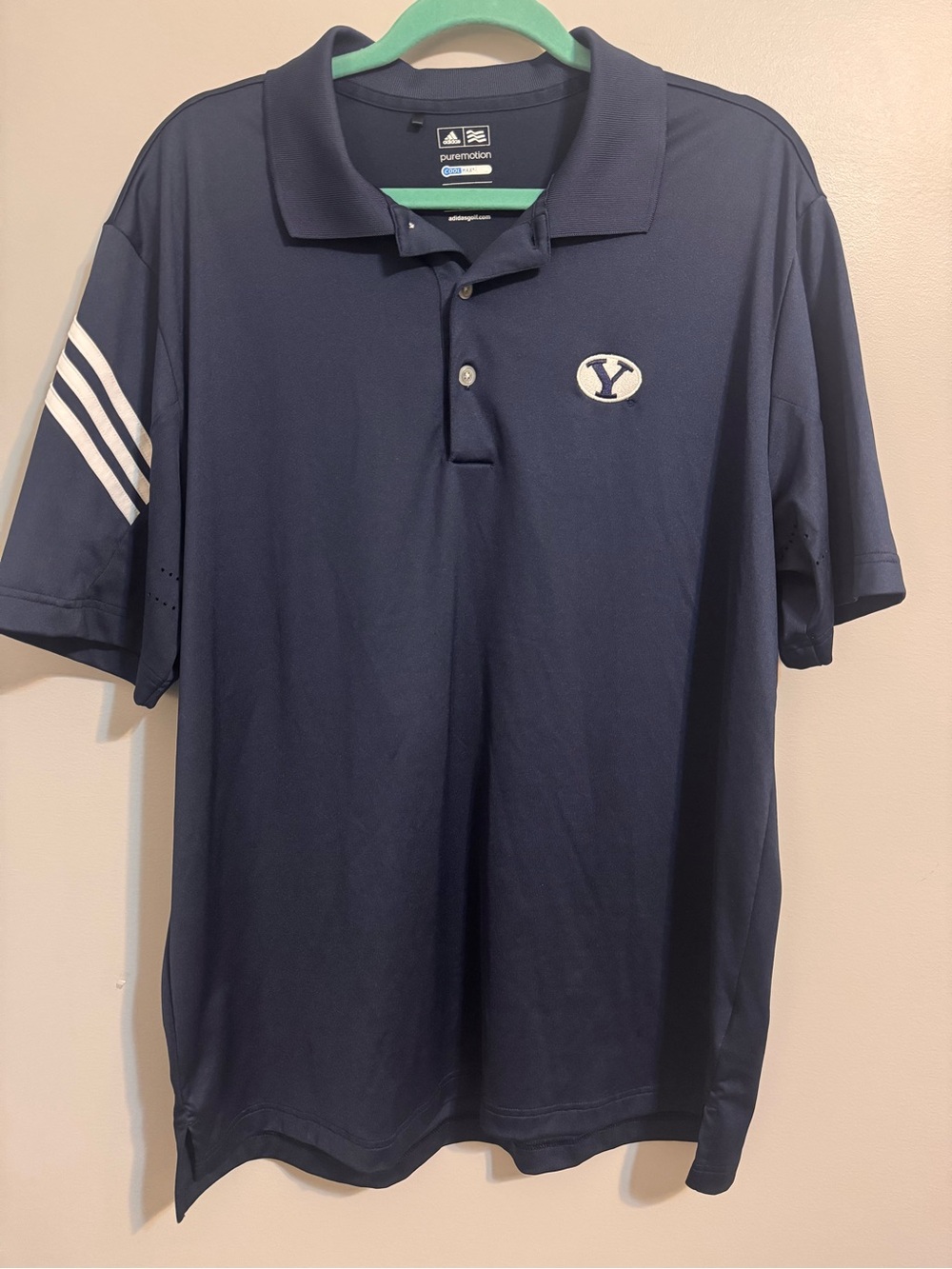 Adidas BYU Cougars Puremotion CoolMax Golf Polo Men's Large‎ Navy